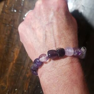 Amethyst Chunky Stone Strechy Bracelet